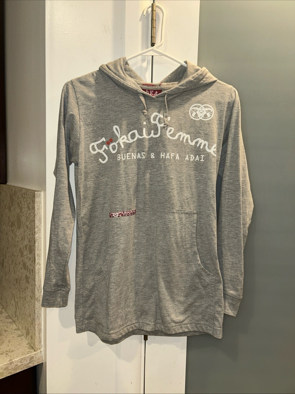 Fokai Femme Gray Long Sleeve Pullover Hooded Shirt Large
